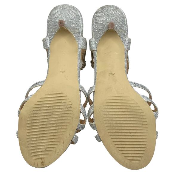 Badgley Mischka Women's Silver Metallic Strappy Heels Size US 7 - Picture 9 of 12